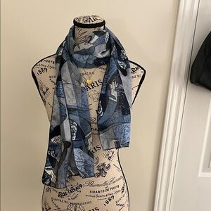 💗Elegant Blue and Gray Scarf
